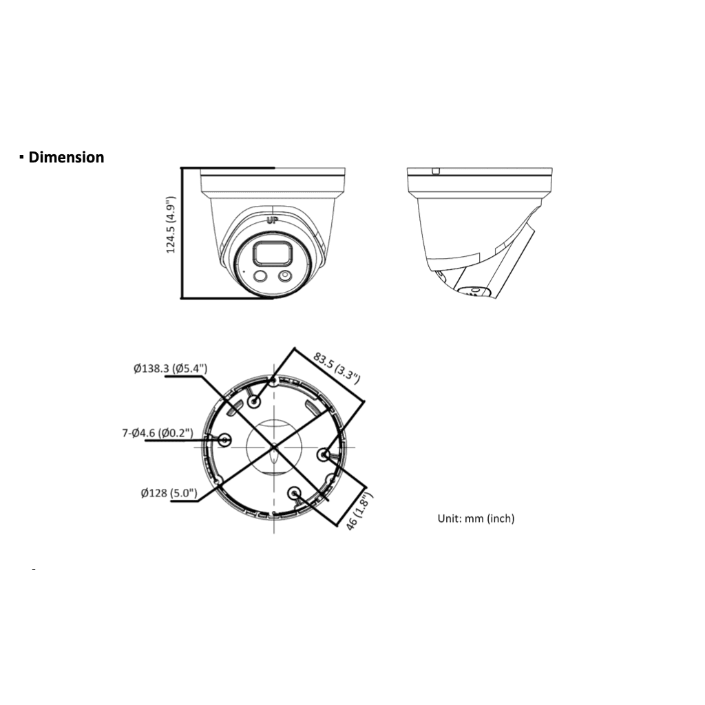 HIKvision TURRET kamera - DS-2CD2346G2-ISU-SL-2,8 mm - pevná kopulová IP 4MP - IR vidění do 30 m (černá)